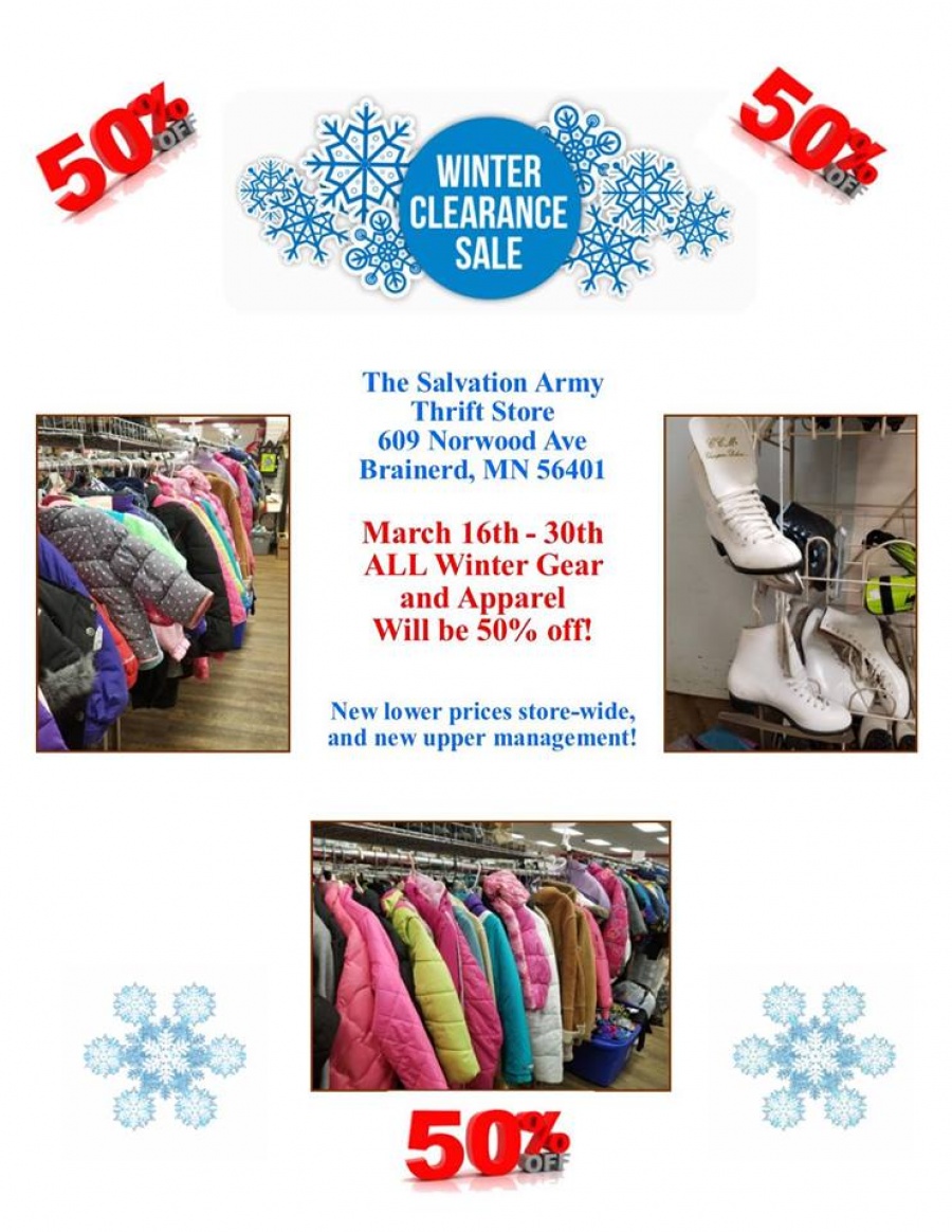 Brainerd Lakes Salvation Army Winter Clearance Sale