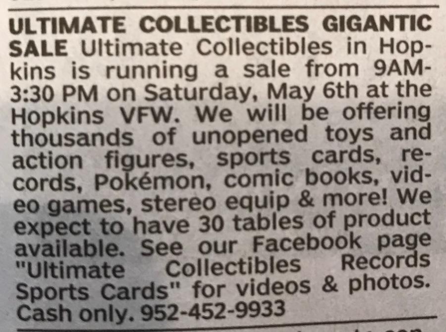 Ultimate Collectibles Spring Warehouse Sale